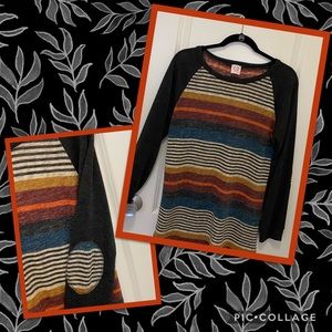 Striped Sweater w/ Elbow Patch